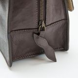 Capt Fawcett Leather Wash Bag - End View