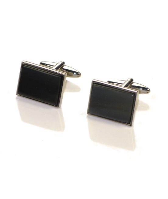 A pair of Black Rectangular Oxhorn Cufflinks
