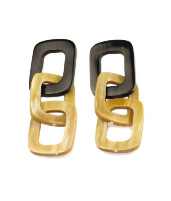 Rectangular Hoop Oxhorn Earrings