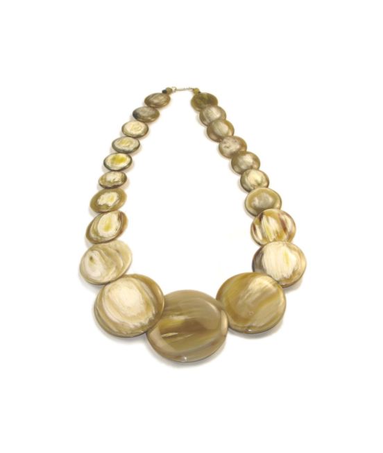 Abbeyhorn Oxhorn Round Disc Long Necklace