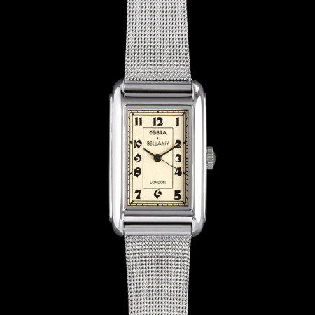 Cobra & Bellamy Cobra Stainless Steel Watch with antique face and mesh strap