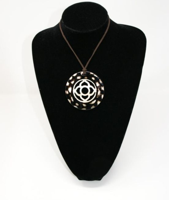 Dark horn pendant with white inner