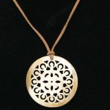 Round carved Pale Horn Pendant - Close Up