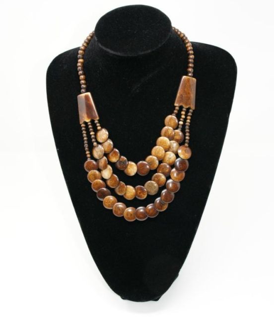 Bobo Blue Multi Strand Necklace in Camel Bone