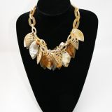 Spanish & Sisters Carved Leaves necklace in pale oxhorn