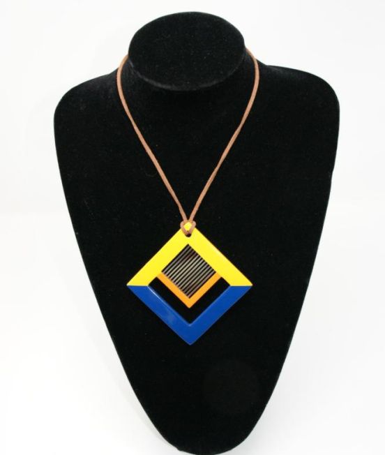 Blue, Yellow, Orange Statement Pendant
