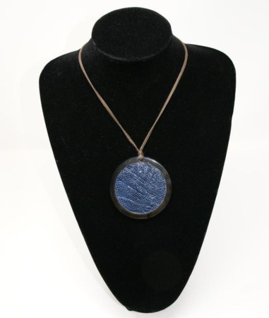 Full View of Ostritch Blue Disc Pendant