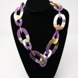Stephissimo Pale Oxhorn oval link necklace with lilac lacquer