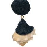 Narratives Shell and Navy Earrings - Close Up