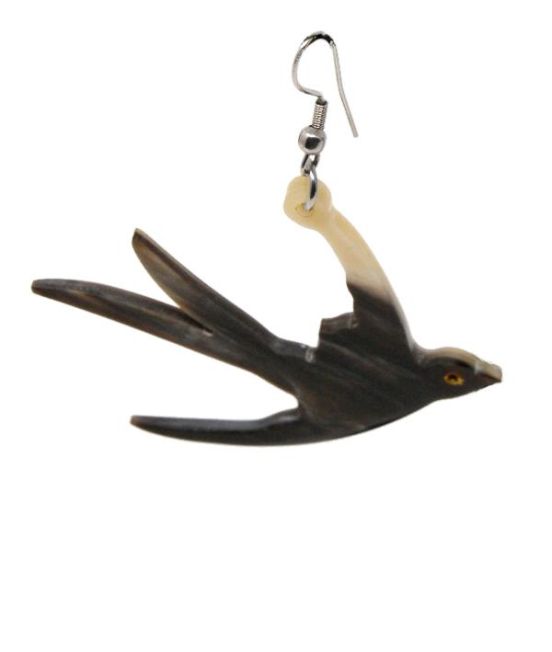 Capella Horn Oxhorn Swallow Earrings - close up