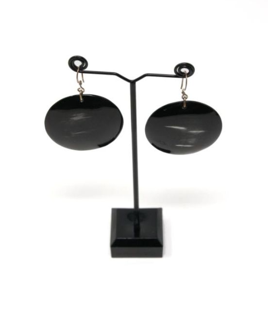L'Indochineur Round Earring in dark Oxhorn