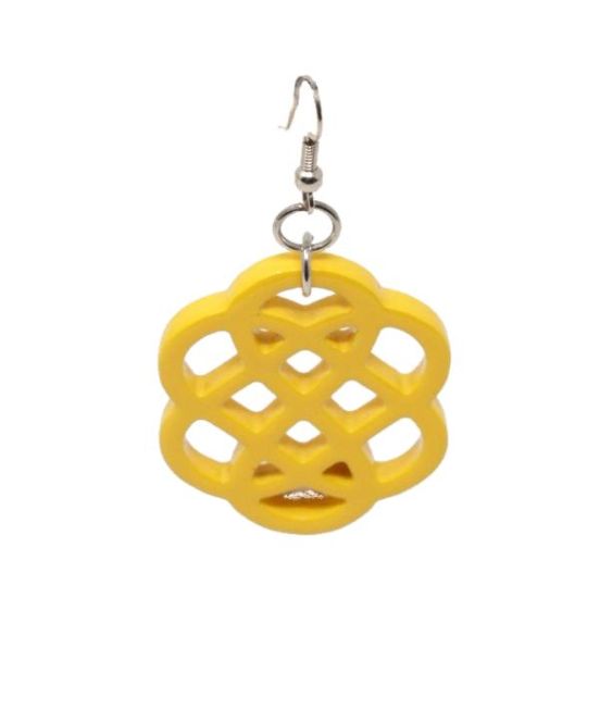 Indochineur Oxhorn Flower Earrings - yellow lacquer - close up