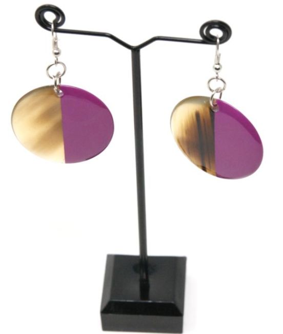 Indochineur Oxhorn Circle Earrings - fuschia lacquer