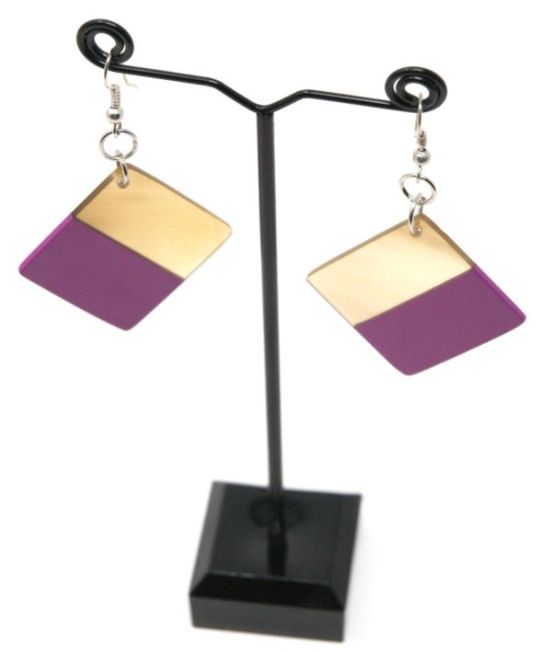 Indochineur Oxhorn Square Earrings - fuschia lacquer