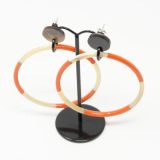 My Doris Oxhorn Very Large Hoop Earrings - with orange & white lacquerr