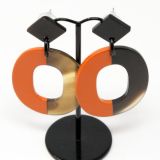 My Doris Oxhorn Orange Oval Earrings - with orange lacquer