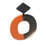 My Doris Oxhorn Orange Oval Earrings - with orange lacquer- close up