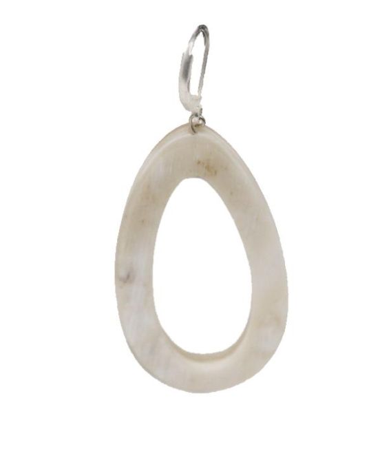Spanish & Sisters Carved Droplet Earrings - Pale - Close up
