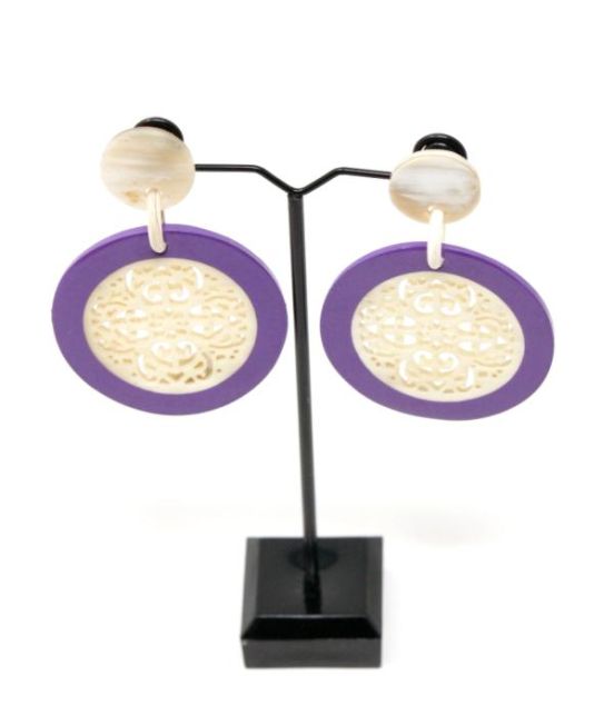Spanish & Sisters Round Mandala Earring white with lilac lacquer