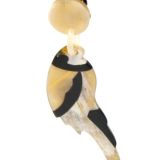 Spanish & Sisters Parrot Earrings - pale oxhorn with dark highlights - close up