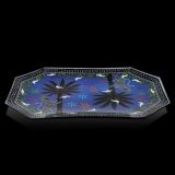 Ortigia Mosaico Blue Octagonal Glass Plate - Side View