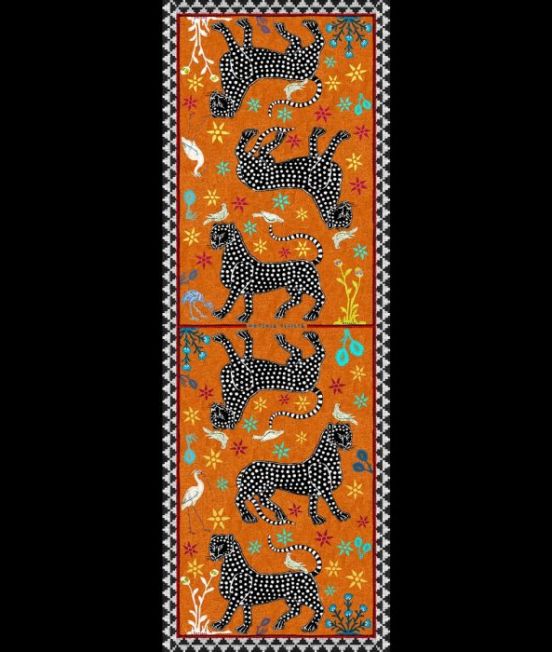 Orange Scarf with Iconic Ortigia Leopard pattern