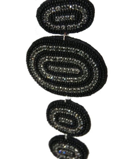 Narratives Grey & Black Oval Track Drop Earrings