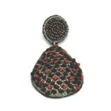 Narratives Red & Black Beaded Earrings - Close Up