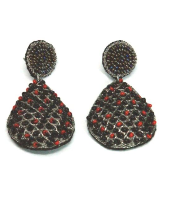Narratives Red & Black Beaded Earrings