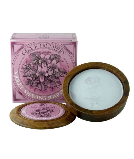 GF Trumper Violets Shaving Soap In a Wooden Bowl