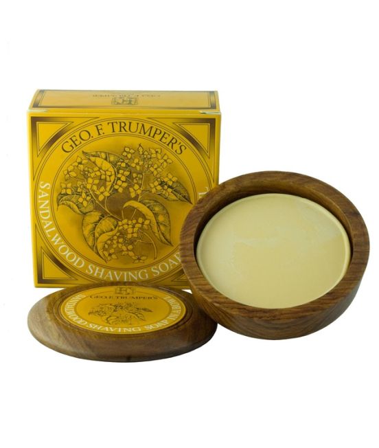 GF Trumper Sandalwood Shaving Soap In a Wooden Bowl
