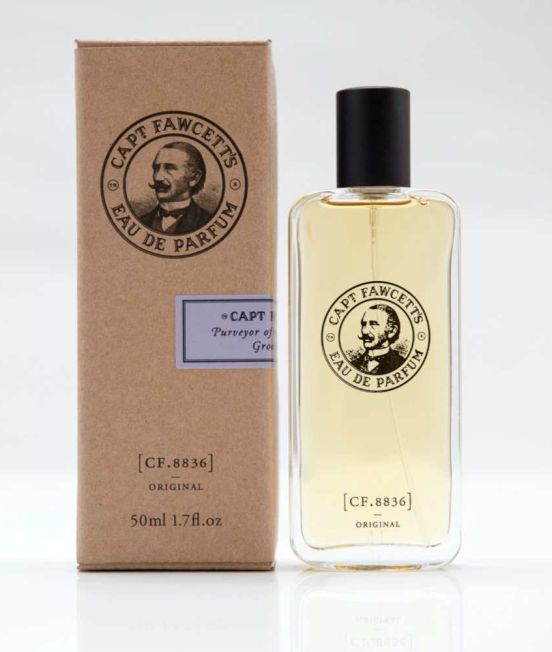 A bottle of Captain Fawcett Eau de Parfum
