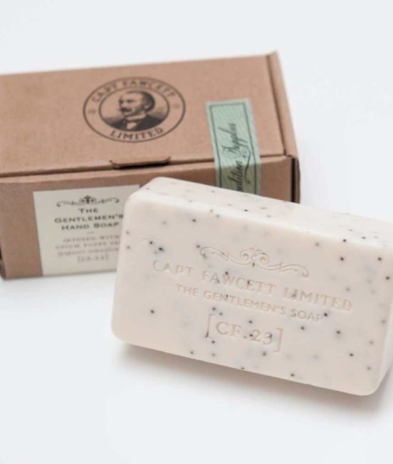 A bar of Captain Fawcett Gentleman's Shaving Soap.