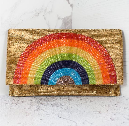 My Doris Rainbow Beaded Clutch Bag