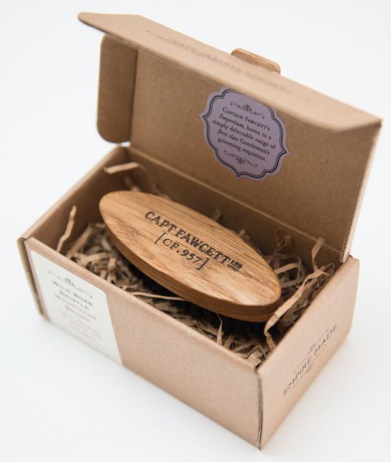 Captain Fawcett Bristle & Wood Moustache Brush in a box