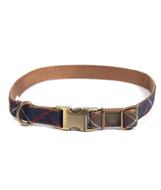Barbour Classic Green Tartan Webbing Dog Collar Small