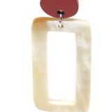 Rectangular Hoop Earrings Red/White - Close Up