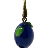 Blueberry earrings with green leaves