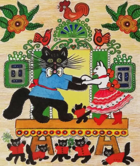 Kapeliki Greetings Card - Dancing Cats