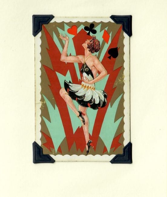 Vintage Playing Cards Greetings Card - Flapper Red