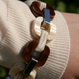 Close up of Xavier Derome Brown/Cream Reversible Bracelet