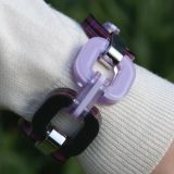Xavier Derome Pink and Purple bracelet close up plain side